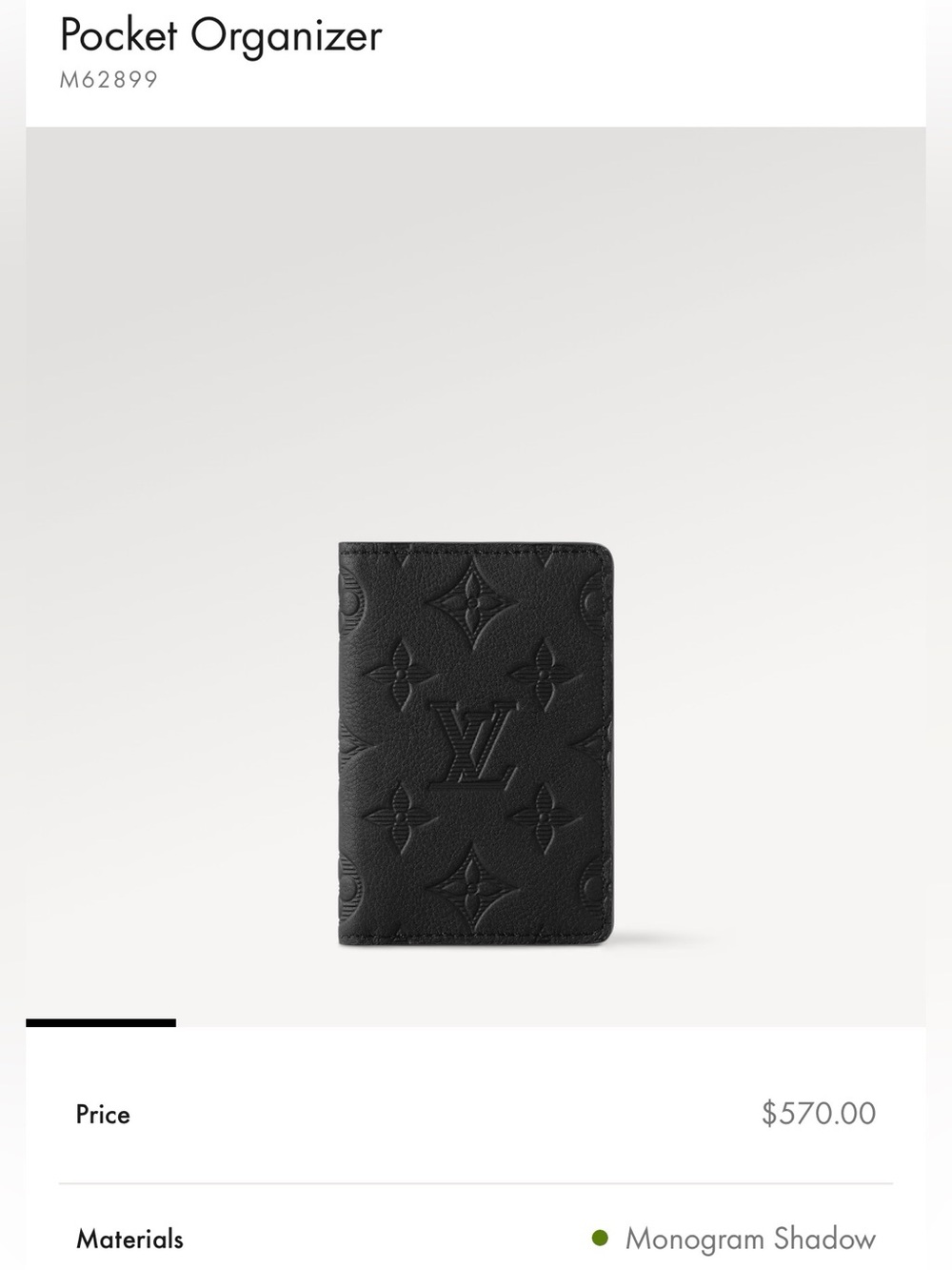 Louis Vuitton Black Calf Leather Monogram Shadow Pocket Organizer M62899 $570 - Picture 16 of 16